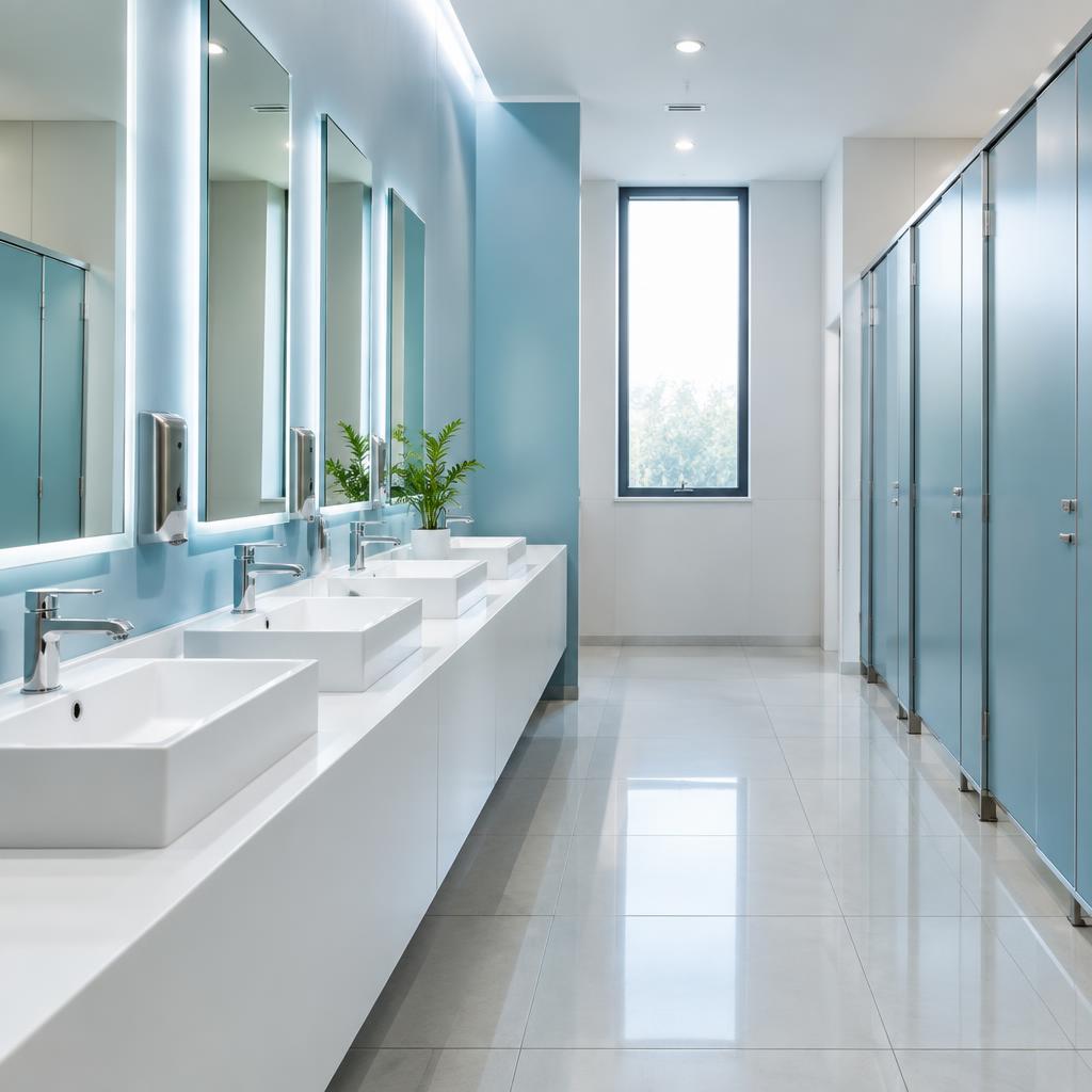 Spotless commercial washroom