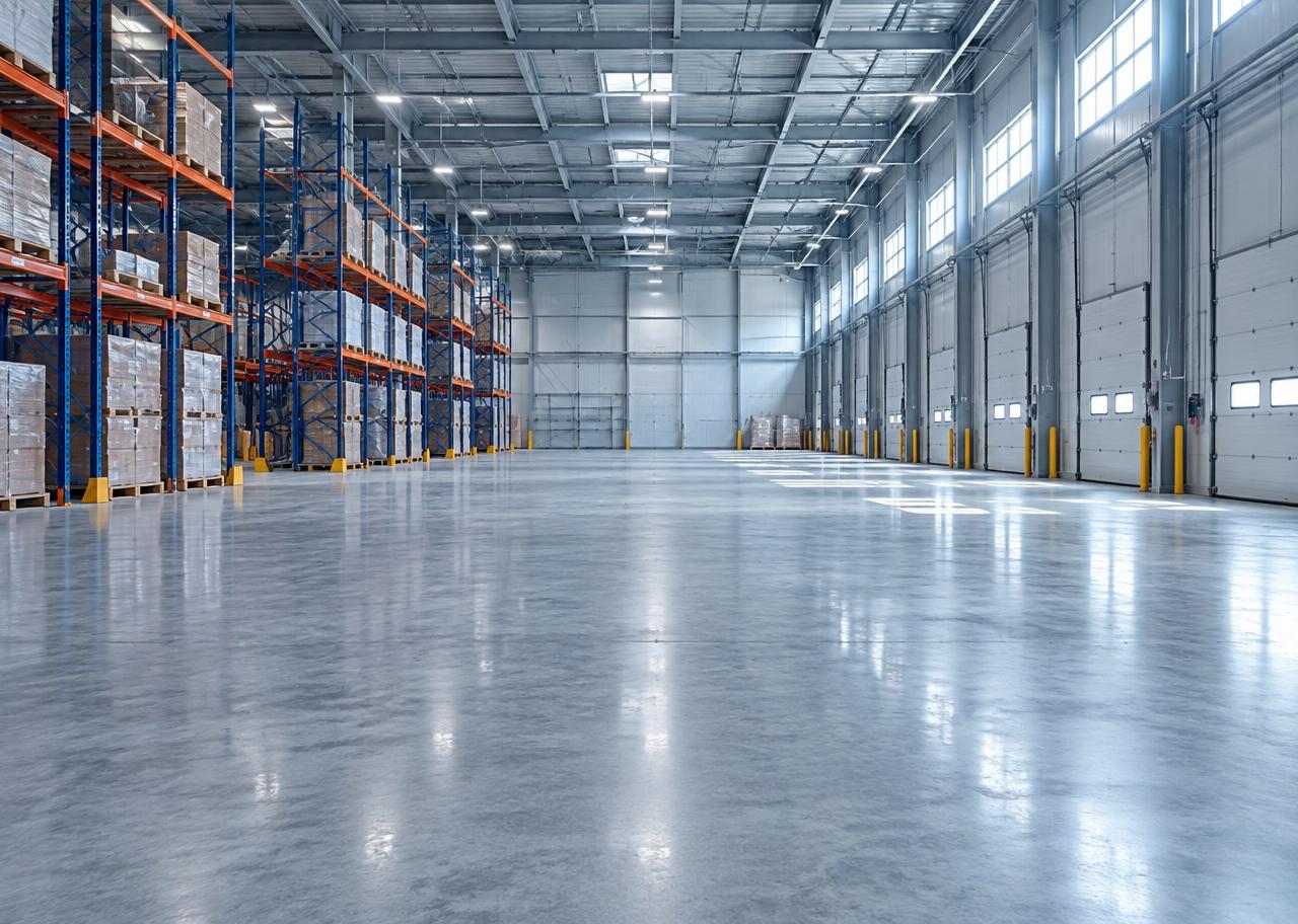 Orderly warehouse floor